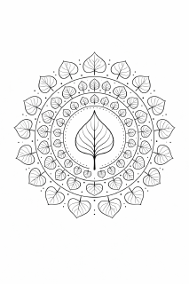 BlattMandala aus Blättern und Linien