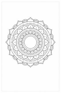 Symmetrische Mandala-Linienkunst in Schwarz-Weiß