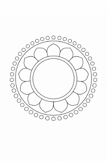 Symmetrisches Mandala in schwarzer Linie