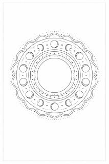 Lunar Mandala in Schwarz-Weiß