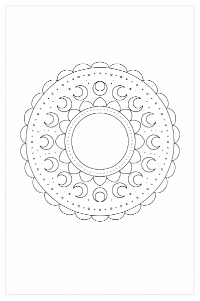 Mondmandala in Schwarz-Weiß (1)