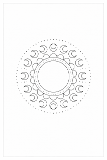 Mondmandala in minimalist Schwarz-Weiß