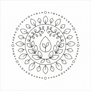 Botanischer Mandala in Schwarz-Weiß