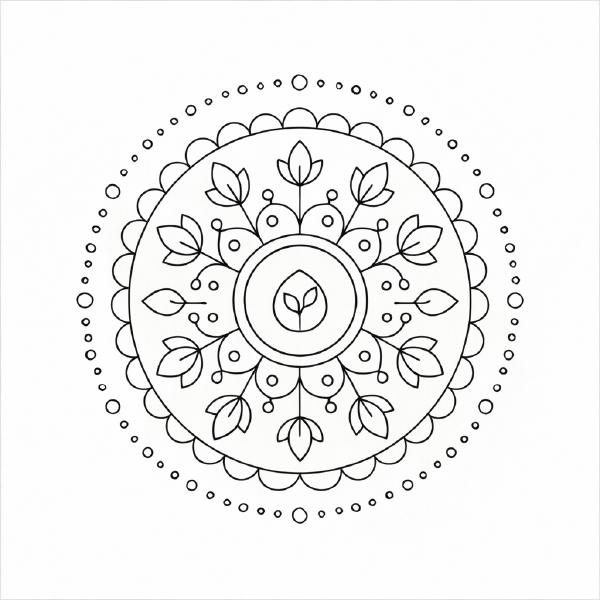 Naturinspirierte Mandala-Ausmalvorlage