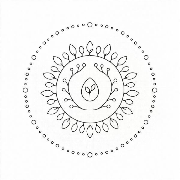 Naturinspirierte Mandala-Design im Schwarzweiß