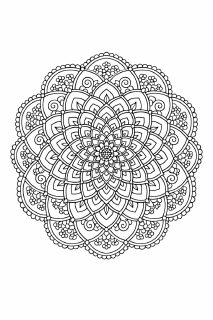 Komplexe Mandala-Schnörkel in Schwarz-Weiß