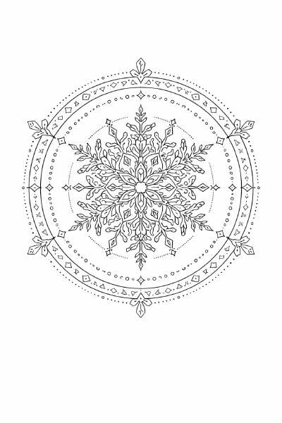Kaleidoskopartiges Schneeflockenmandala