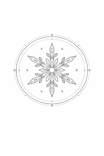 Mandala-Schneeflocke in Schwarz-Weiß