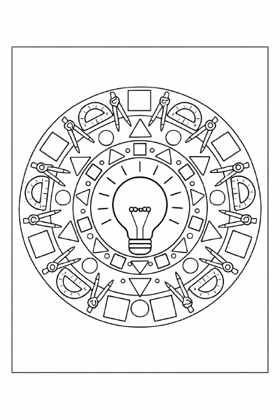 Geometrische Mandala mit Glühbirne