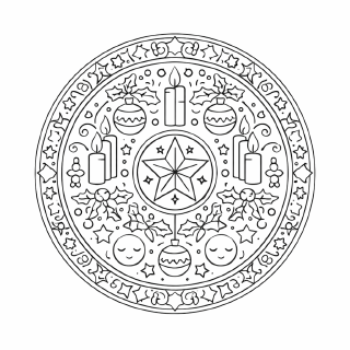 Schule Festliches Mandala mit Kerzen und Sternen