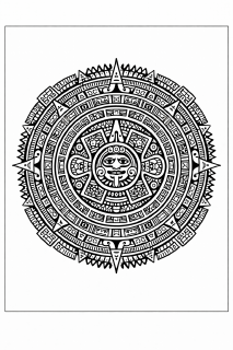 Ethno Azteken-Mandala mit Sonnenglyphen