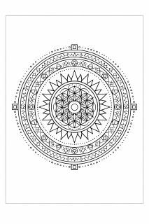 Geometrische Mandala mit Sonnensymbol