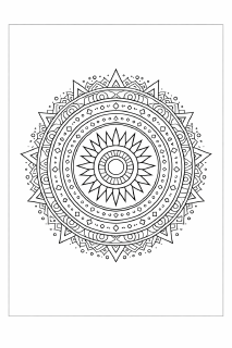 Geometrisches Mandala mit Sonnensymbol