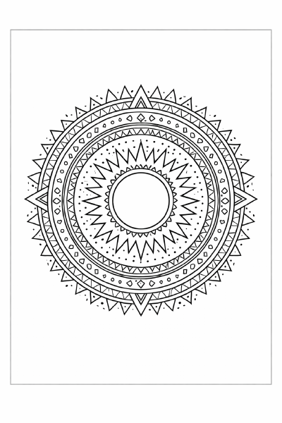 Sonnen Mandala in Schwarz und Weiß (3)