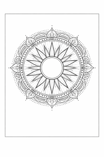 Spirituelles Mandala mit strahlender Sonne