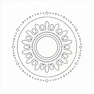 Symmetrische Sonnenmandala in Schwarz-Weiß (1)