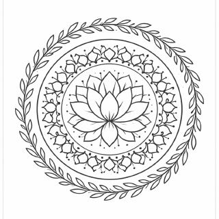 Botanische Mandala mit Lotusblüte