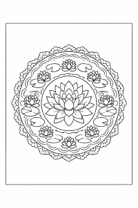 Eleganter Lotusgarten Mandala Ausmalbild (1)