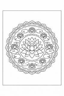 Eleganter Lotusgarten Mandala Ausmalbild (1)