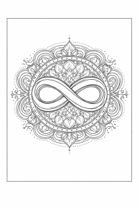 Spirituelles Symmetrische Mandala mit Unendlichkeitssymbol