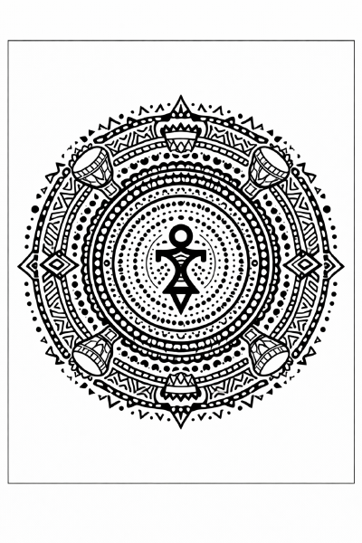 Ethno Afrikanisches Mandala mit symbolischen Mustern