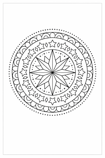 Symmetrische Sternen-Mandala Zeichnung