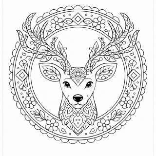Elegante Mandala mit Hirschkopf