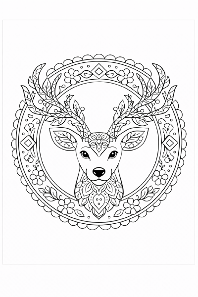 Elegante Mandala mit Hirschkopf