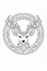 Elegante Mandala mit Hirschkopf