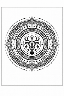 Ethno Schamanisches Mandala mit Krafttiersymbol