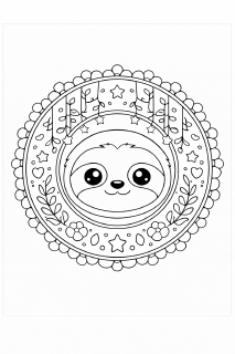 Mandala mit lächelndem Faultier