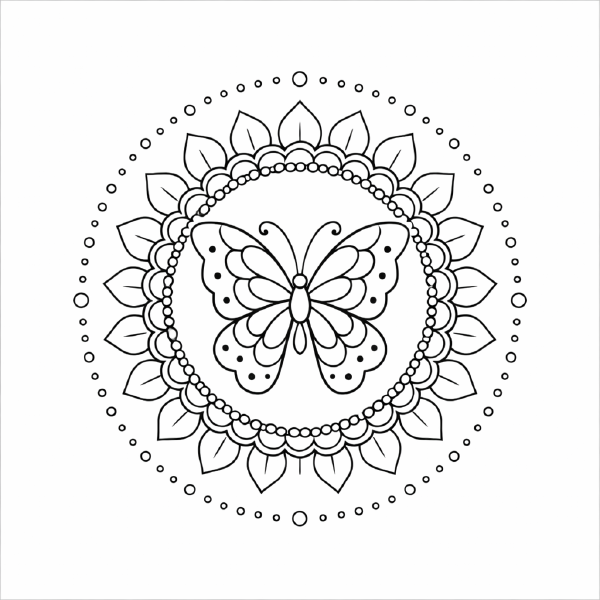 Symmetrische Mandala-Schmetterlingsillustration