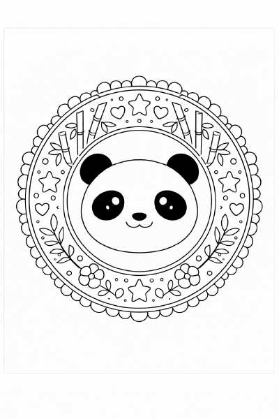 Symmetrische Panda-Mandala-Illustration