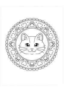 Symmetrisches Mandala mit Katzenmotiv