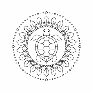 Symmetrisches Mandala mit Schildkröte (1)