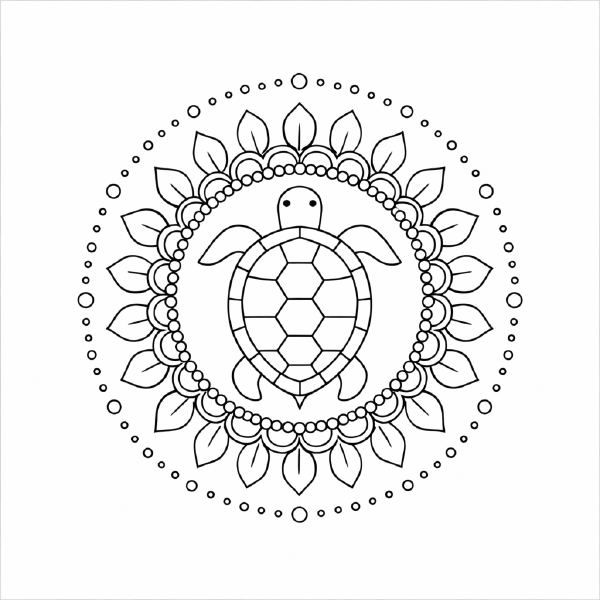 Symmetrisches Mandala mit Schildkröte