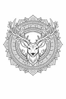 Tier Hirschkopf im Mandala-Muster