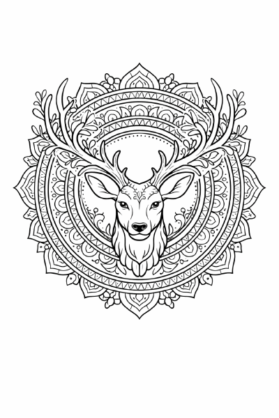 Tier Hirschkopf im Mandala-Muster