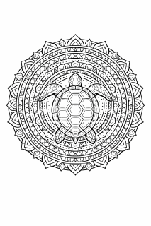 Tier Schildkröte im geometrischen Mandala