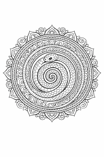 Tier Symmetrische Mandala mit einer Schlange
