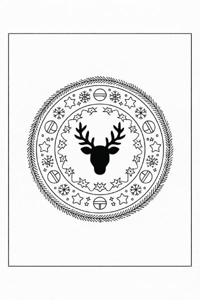 Weihnachtliche Mandala mit Rentier