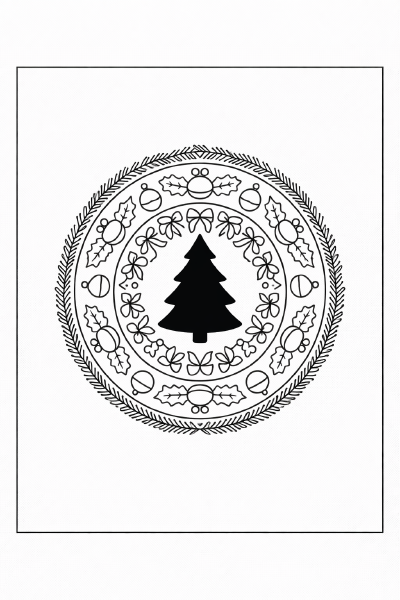 Weihnachtliches Mandala zum Ausmalen