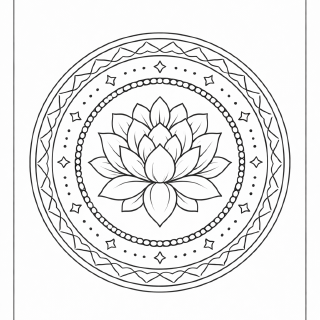 Lotus und Mandala in Schwarz-Weiß