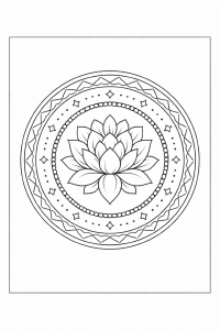 Lotus und Mandala in Schwarz-Weiß